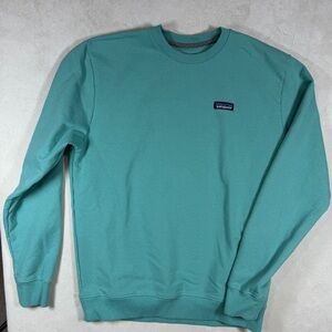 Patagonia Men's Aqua Teal Size Large Crewneck Box Logo Classic Sweater Pullover
